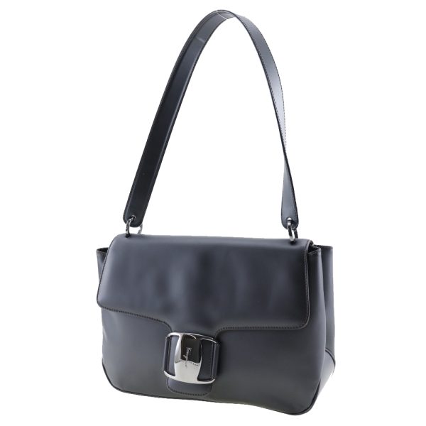 i191923143 2 Salvatore Ferragamo One Shoulder Bag Vara Calf Black