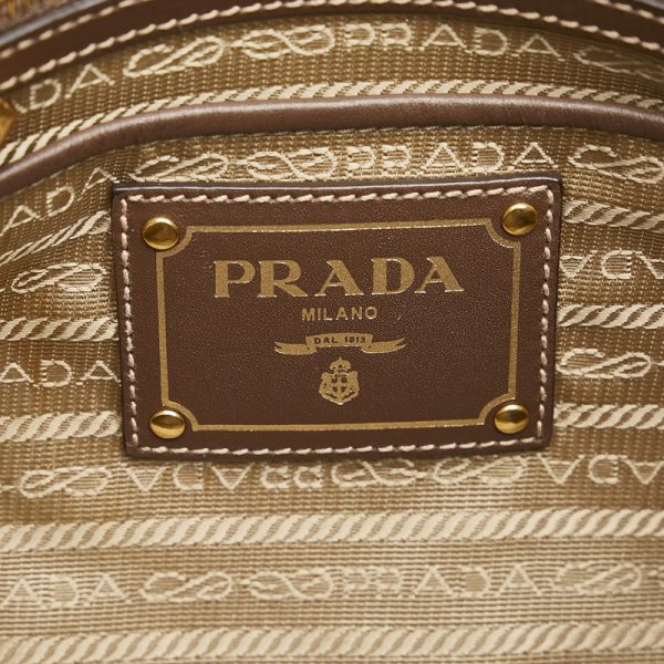 iikjrxupfbfxn76b 7 Prada Handbag Shoulder Bag 2WAY Khaki Brown Canvas Leather