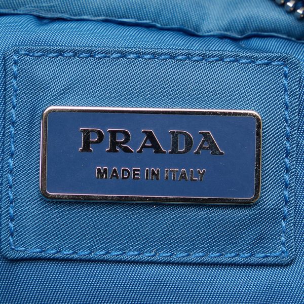 ilyag2lwqrfl1wzz 7 Prada Triangle Logo Plate Silver Metal Body Waist Bag Blue