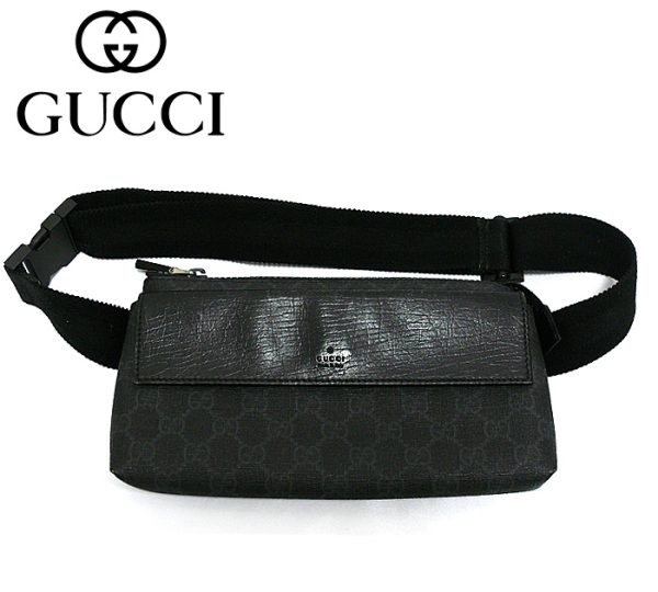 img62480074 Gucci Leather Waist Pouch Black