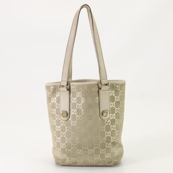 img 01690397 Gucci GG Canvas Tote Bag Leather Beige