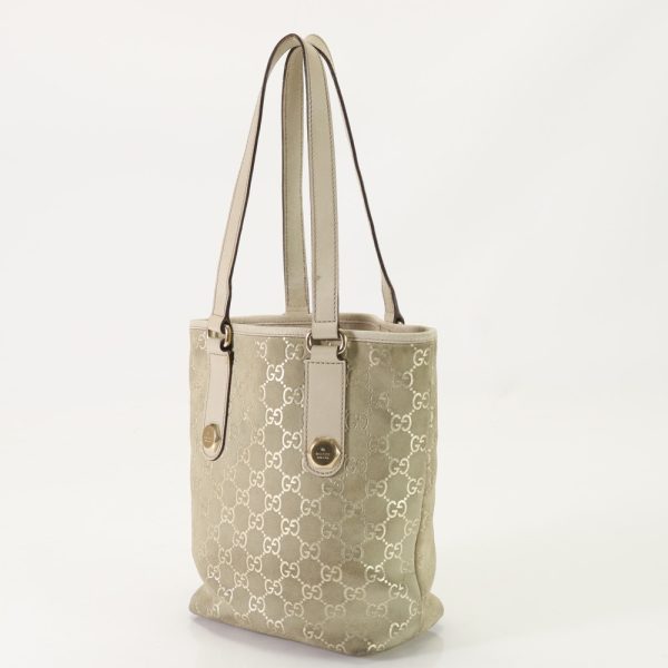 img 01690398 Gucci GG Canvas Tote Bag Leather Beige