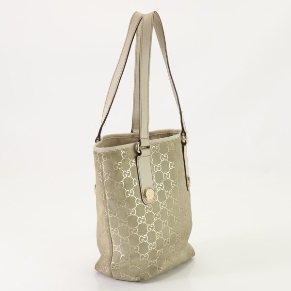 img 01690399 Gucci GG Canvas Tote Bag Leather Beige