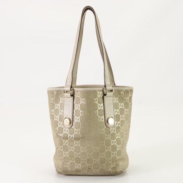 img 01690402 Gucci GG Canvas Tote Bag Leather Beige