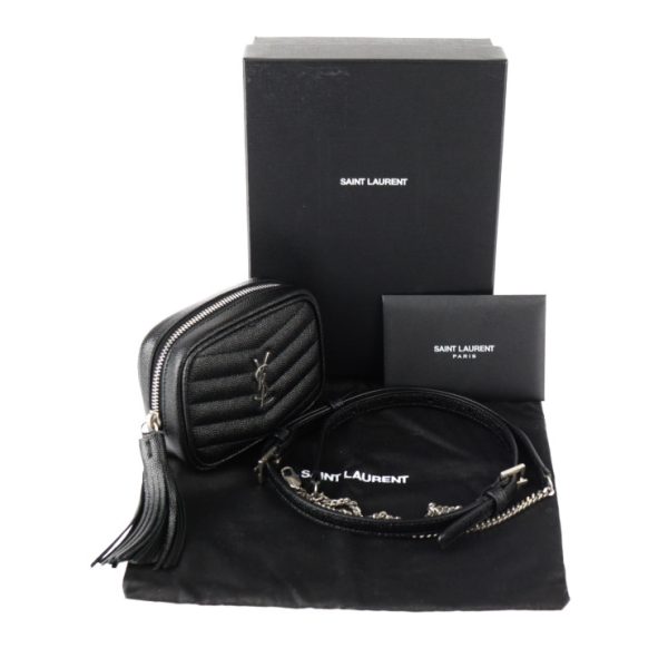 img 0389 Saint Laurent Grain Leather Shoulder Bag Black