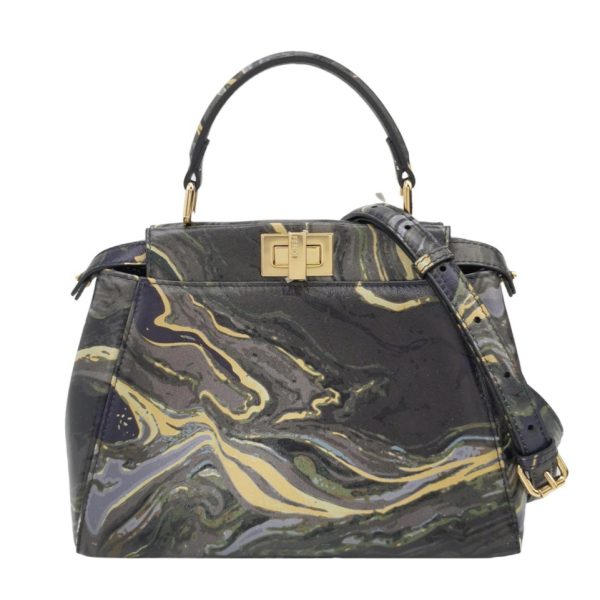 screenshot 104 Fendi Peekaboo Iconic Handbag Marble Pattern Dark Gray Multi