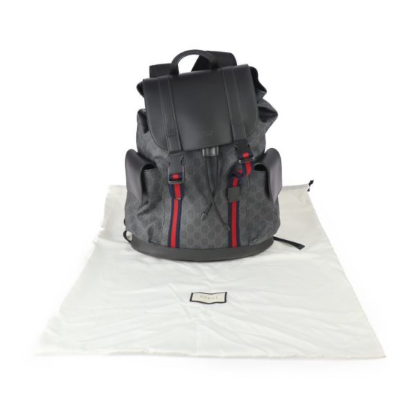 img 8680 Gucci GG Supreme Rucksack Backpack Gray Black