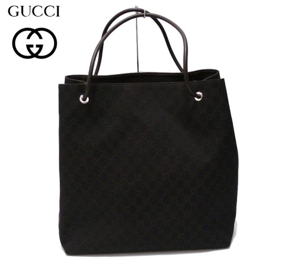 imgrc0062934079 Gucci GG Canvas Leather Handle Vertical Tote Bag Black Brown