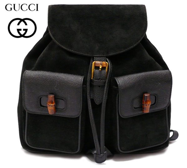 imgrc0062961161 Gucci Suede Bamboo Rucksack Black