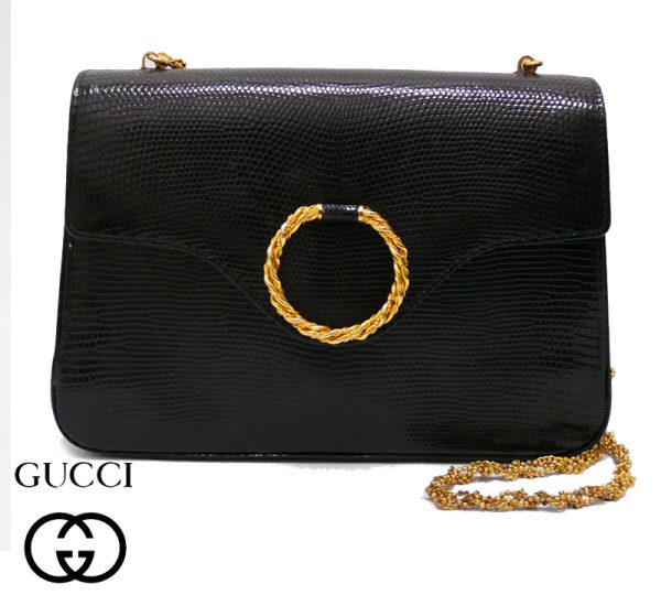 imgrc0062961418 Gucci Chain Ring Lizard Leather Shoulder Bag Black