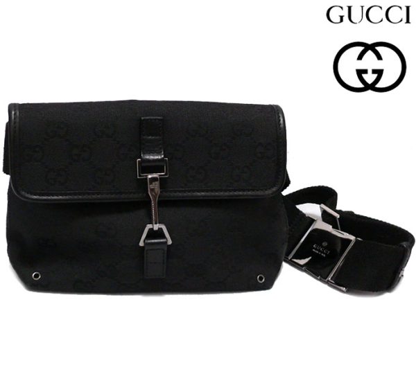 imgrc0063108851 Gucci GG Pattern Waist Pouch Canvas Black