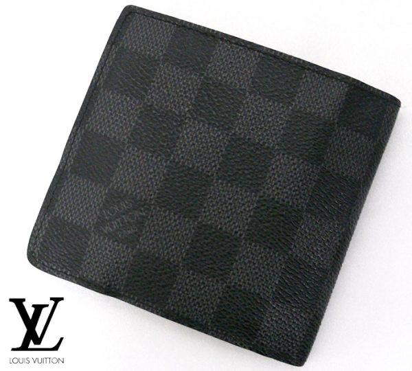 imgrc0064237929 Louis Vuitton Damier Graphite Portefeuille Marco Bifold Wallet Leather Black