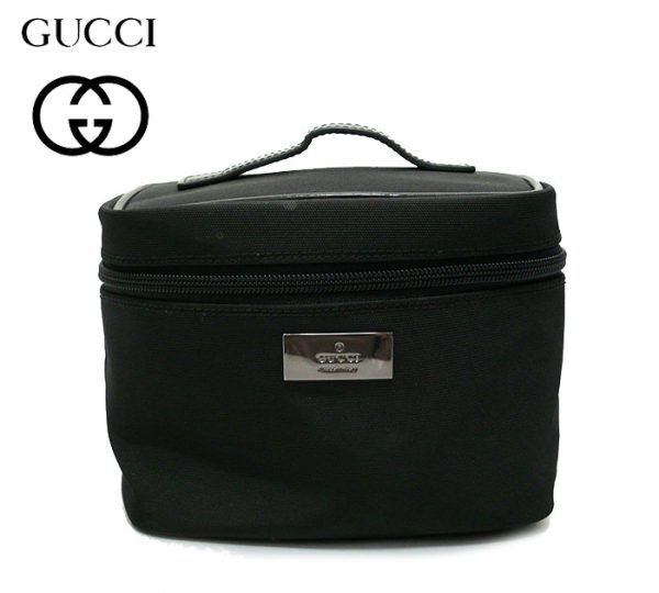 imgrc0064372660 Gucci Nylon Logo Plate Vanity Bag Black