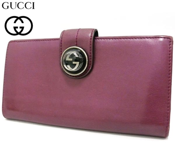 imgrc0064608988 Gucci Smooth Leather W Hook Long Wallet Purple