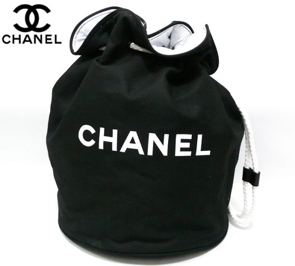 imgrc0064764593 Chanel Drawstring Shoulder Bag Logo Canvas Black