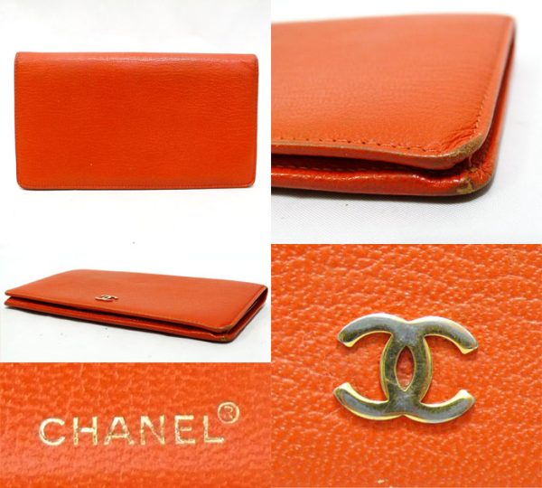 imgrc0065085114 Chanel Cocomark Bifold Long Wallet Leather Orange