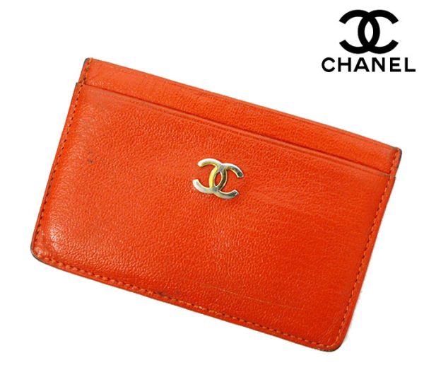 imgrc0065085130 Chanel Leather Card Case Business Card Holder Orange