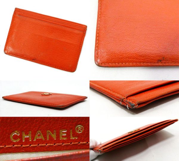 imgrc0065085131 Chanel Leather Card Case Business Card Holder Orange