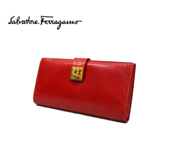 imgrc0065105570 Salvatore Ferragamo Gancini Leather Wallet Red