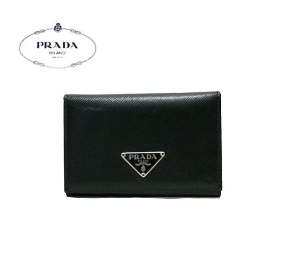 imgrc0065234026 Prada Bifold Leather Card Case Black