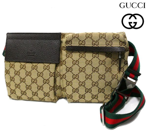 imgrc0065748519 Gucci GG Pattern Sherry Line Waist Pouch Brown