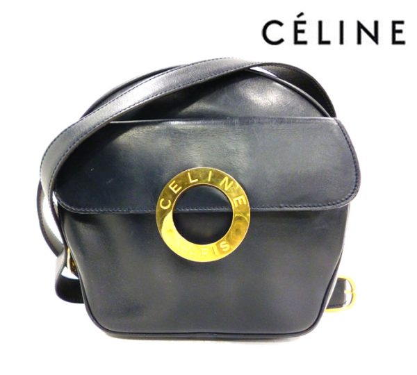 imgrc0066121830 Celine Shoulder Bag Circle Metal Fittings Calf Leather Navy