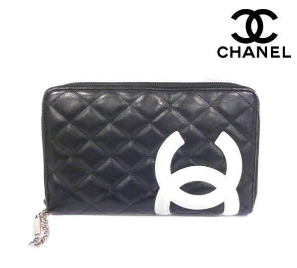 imgrc0066651180 Chanel Cambon Line Long Wallet Leather Black White