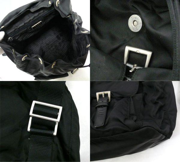 imgrc0066837477 Prada Triangle Logo Plate Nylon Rucksack Black