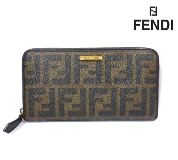 imgrc0067130494 Fendi Round Zip Long Wallet Brown