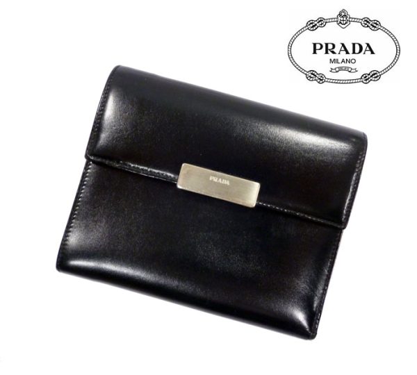 imgrc0067448478 Prada Trifold Wallet Leather Black