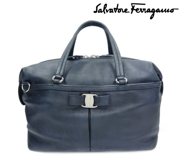 imgrc0068350814 Salvatore Ferragamo Vara Mini Boston Bag Navy