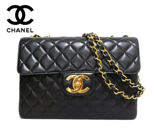 imgrc0068458155 Chanel Lambskin Deca Matelasse 30 Double Chain Shoulder Bag Black