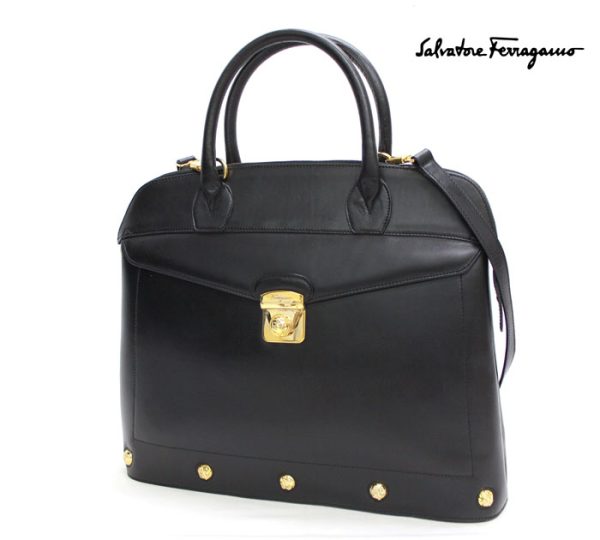 imgrc0068811705 Salvatore Ferragamo 2way Leather Handbag Black