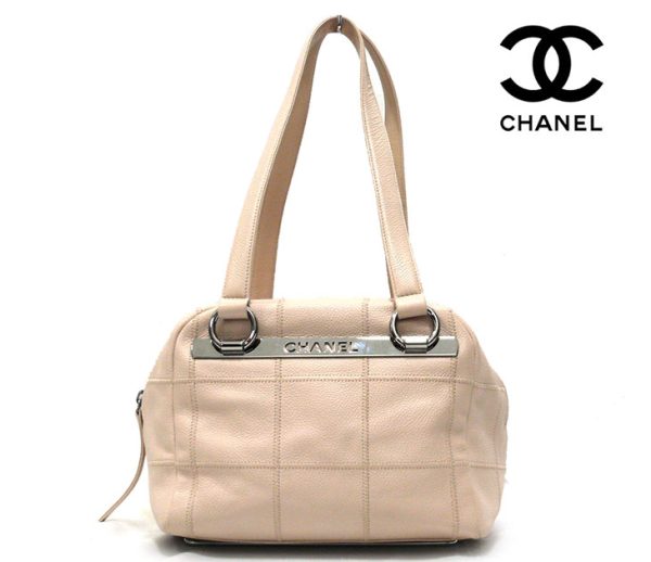 imgrc0069201763 Chanel Chocolate Bar Mini Boston Bag Leather Pink Beige