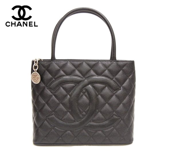 imgrc0069331598 Chanel Caviar Skin Coco Mark Reprint Tote Tote Bag Black