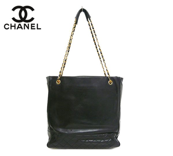 imgrc0069671597 Chanel Matelasse Chain Tote Bag Calf Leather Black Gold