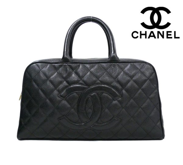 imgrc0070035864 Chanel Matelasse Caviar Skin Boston Bag Leather Black