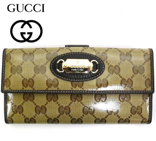 imgrc0070364635 Gucci GG Crystal W Hook Long Wallet Brown