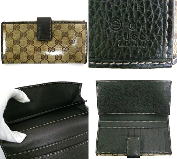 imgrc0070364637 Gucci GG Crystal W Hook Long Wallet Brown