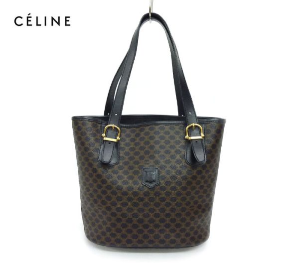 imgrc0070414695 Celine Macadam Pattern Bucket Tote Bag Black Brown