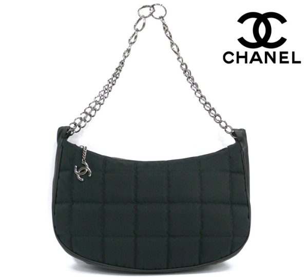 imgrc0070416697 Chanel Quilted Nylon Leather Chain Shoulder Bag Black