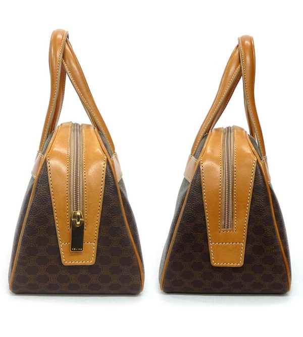 imgrc0070478396 Celine Macadam Pattern Mini Boston Bag Vintage Handbag Brown