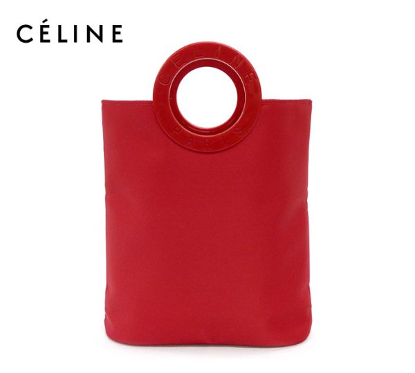 imgrc0070573145 Celine Logo Circle Nylon Handbag Red