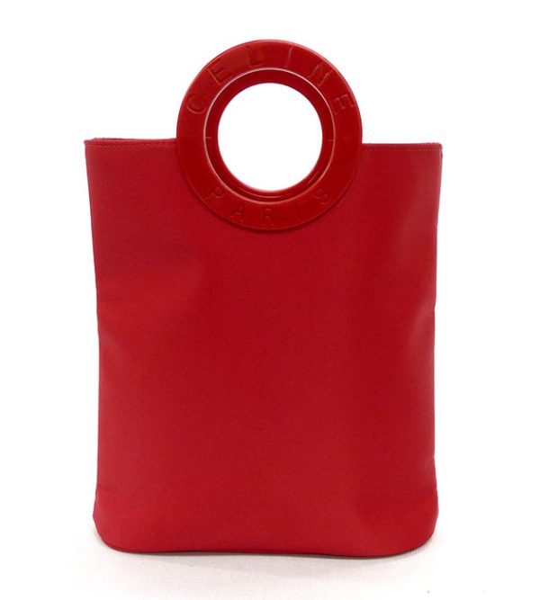 imgrc0070573146 Celine Logo Circle Nylon Handbag Red