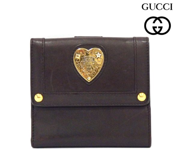 imgrc0070851918 Gucci W Hook Bifold Compact Wallet Leather Dark Brown