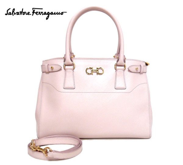 imgrc0071162777 Salvatore Ferragamo Gancini 2way Handbag Shoulder Bag Light Pink Gold