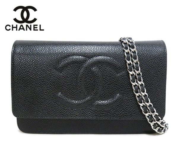 imgrc0071562604 Chanel Caviar Skin Chain Wallet Black Silver