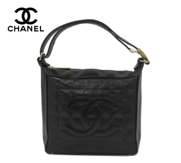 imgrc0072357774 Chanel Chocolate Bar One Shoulder Bag Lambskin Leather Black