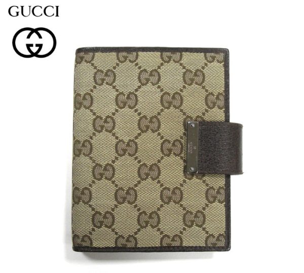 imgrc0072492590 Gucci GG Canvas Agenda Notebook Cover Brown