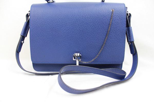 imgrc0072622528 Carven Clasp Chain Handbag Blue Silver Hardware